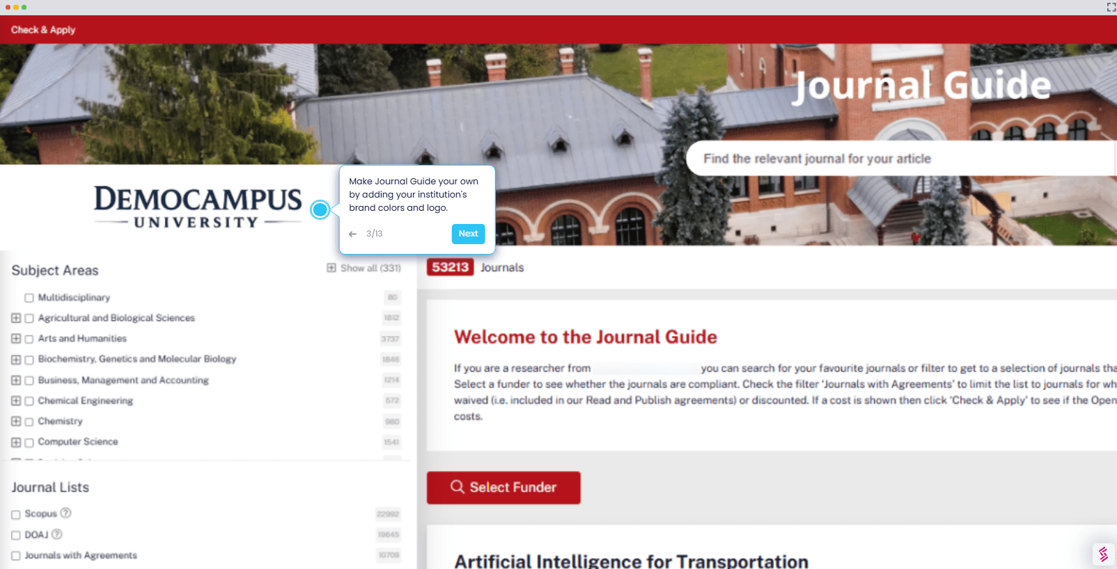 Clickable demo screenshot_Journal Guide